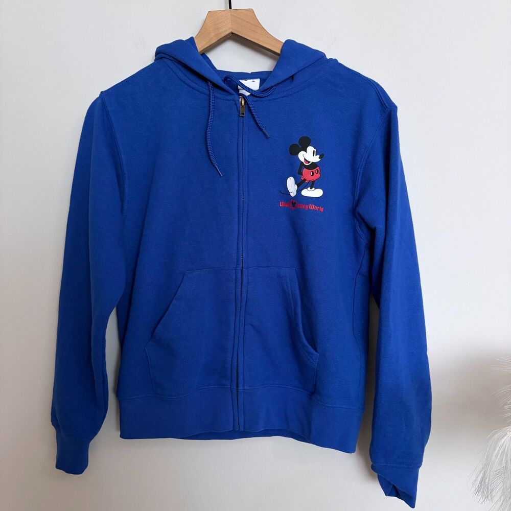 Walt Disney World Cobalt Blue Mickey Mouse Zip Up Hoodie Size S